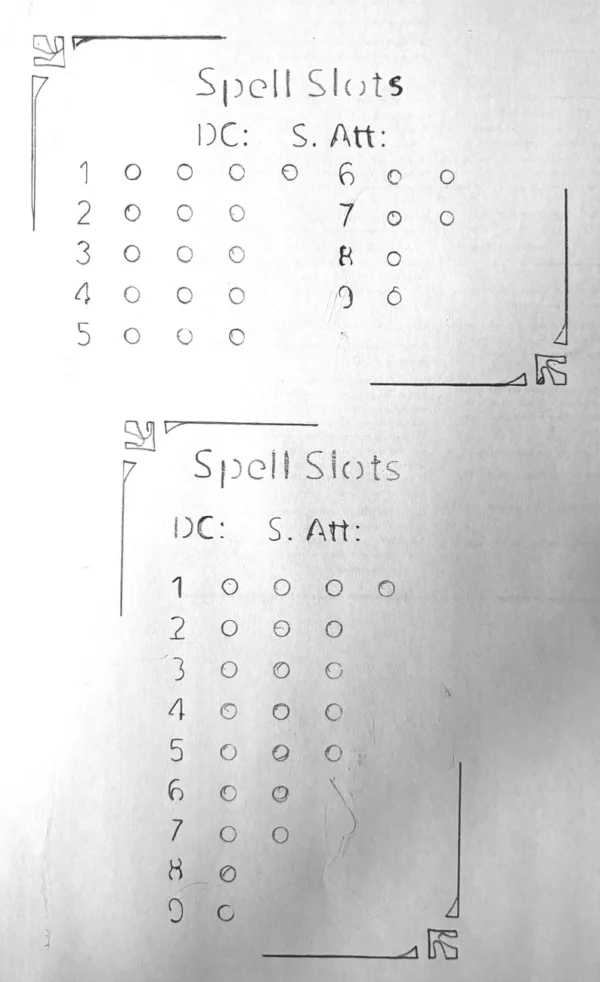 Spell Slot Tracker Stencil for 5th Edition Dungeons and Dragons!